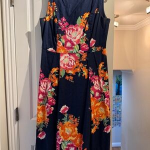 eva mendes for New York & Company Navy Floral Midi Dress